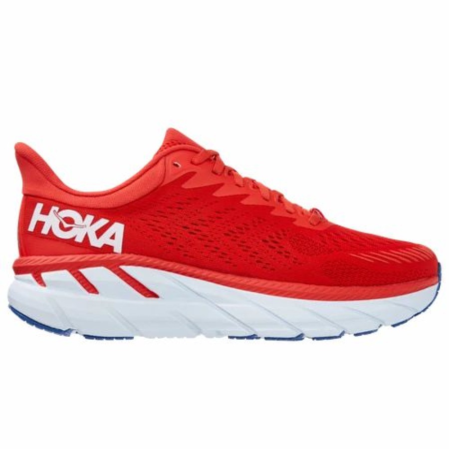 * Hoka One One Clifton 7 Men'S Running Shoes Fiesta / White | Hoka One One