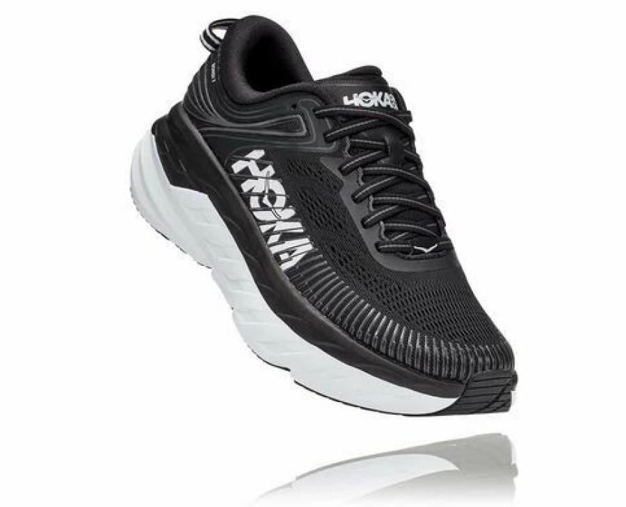 * Hoka One One Black & White Bondi 7 Sneakers | Hoka One One